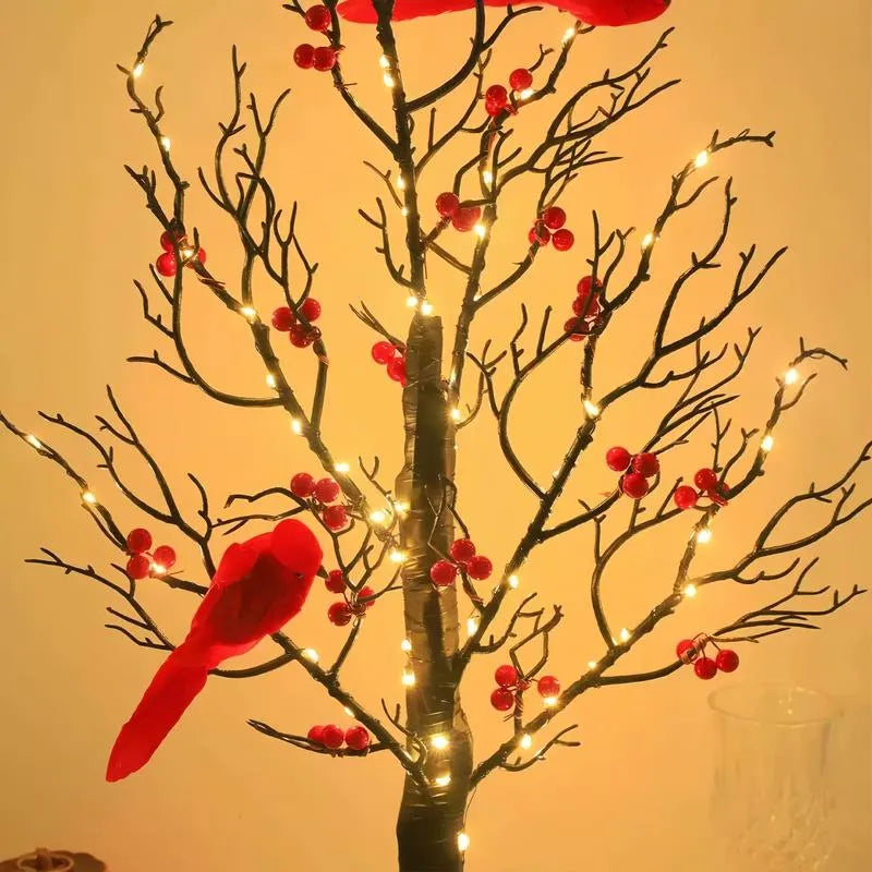 Heller Vintage-Baum mit Kardinälen