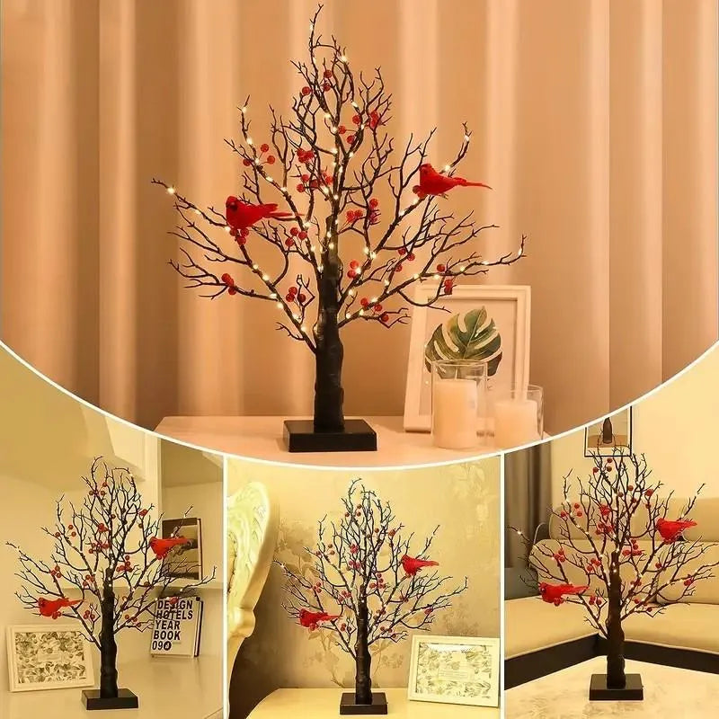 Heller Vintage-Baum mit Kardinälen