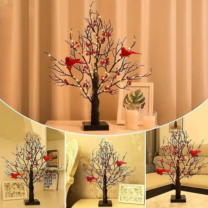 Heller Vintage-Baum mit Kardinälen