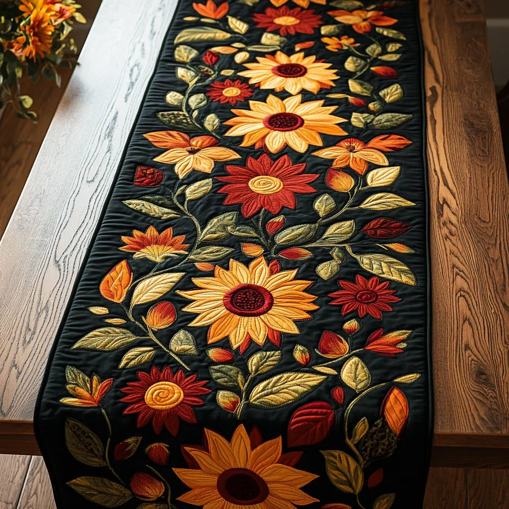 Gepatchter Tischläufer - Herbstsonnenblumen