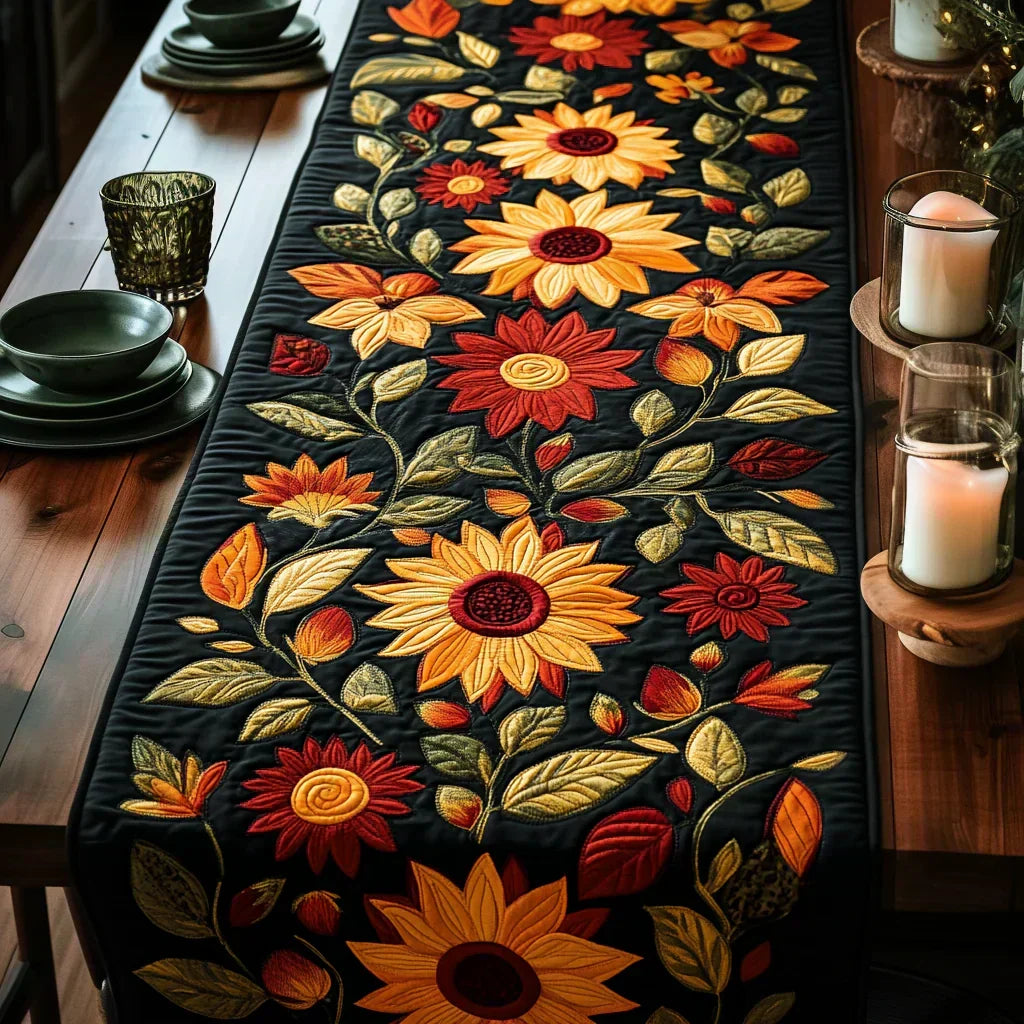 Gepatchter Tischläufer - Herbstsonnenblumen