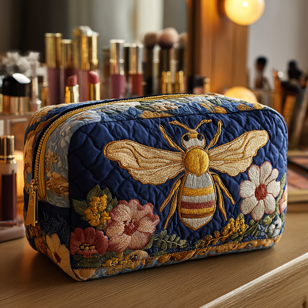 Gesteppte Kosmetiktasche mit Bienen und Blumen NCU0DK10421