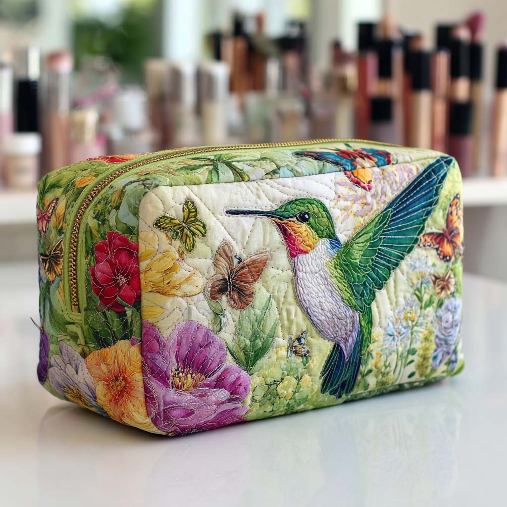 Gesteppte Kosmetiktasche mit beweglichen Blumen NCU0NT10158