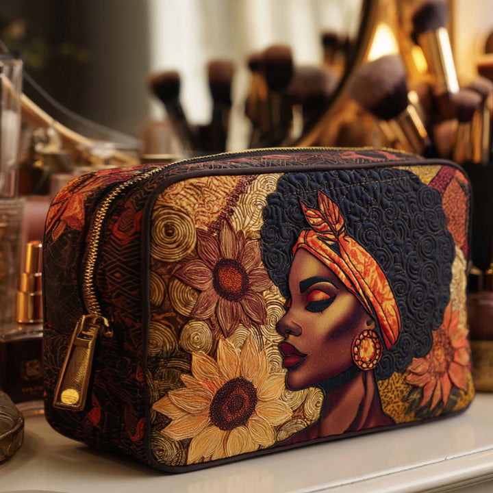Gesteppte Kosmetiktasche mit auffälliger Blume NCU0NT10371