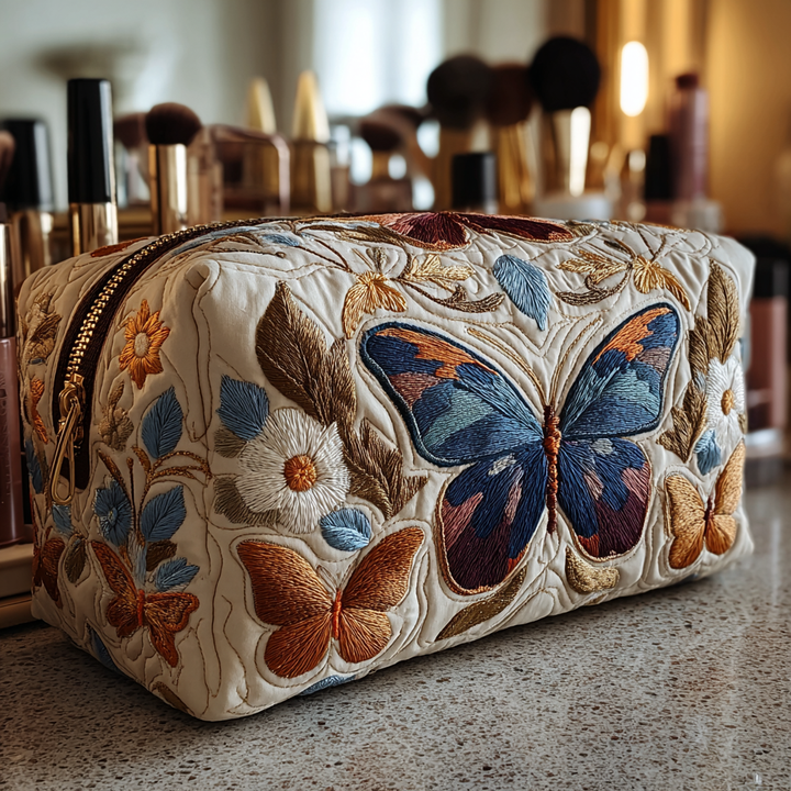 Gesteppte Kosmetiktasche mit zarten Schmetterlingen NCU0DK10507