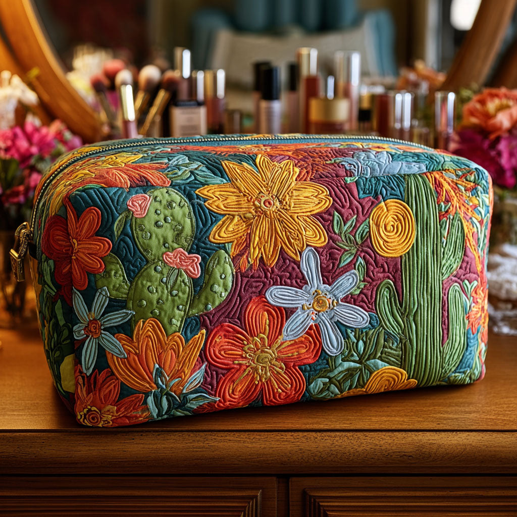 Gesteppte Kosmetiktasche mit bunten Kakteen NCU0PT9621