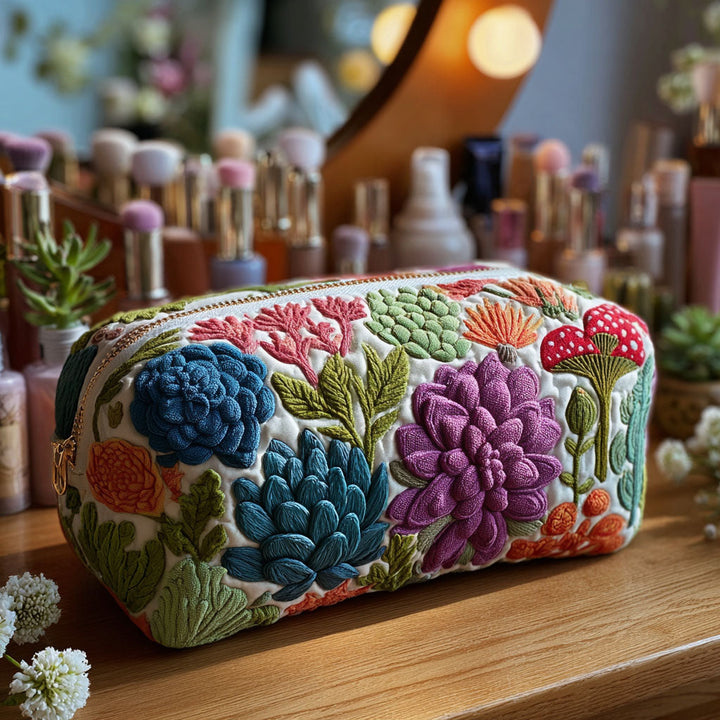 Gesteppte Kosmetiktasche mit farbenfrohen Pflanzenmotiven NCU0PT9617