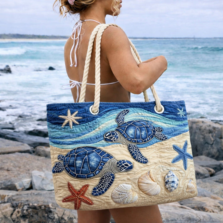 Handgefertigte Strandtasche | Ozeanflucht Schildkröte