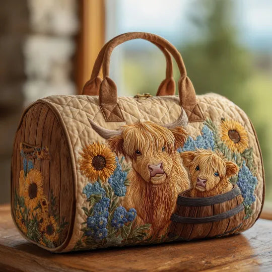 Gesteppte Reisetasche – Schottische Kuh