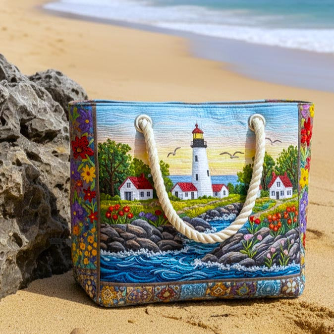 Handgemachte Strandtasche | Leuchtturm Glanz