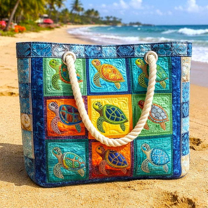 Handgemachte Strandtasche | Ruhige Schildkröte