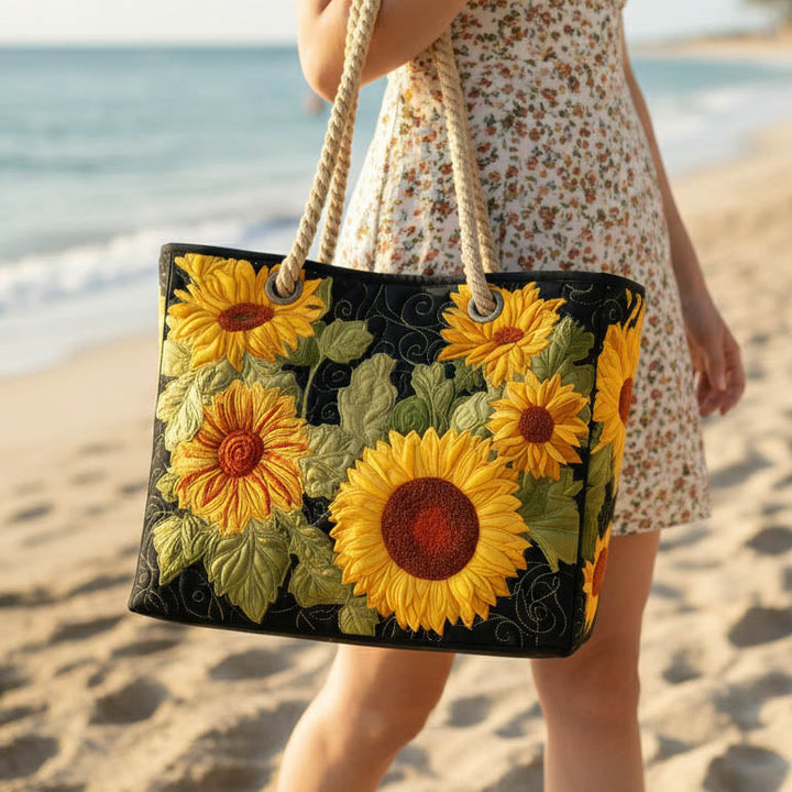Handgefertigte Strandtasche | Sonnenblume
