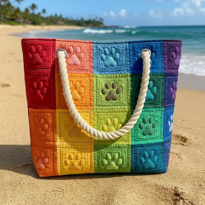 Handgemachte Strandtasche | Pfotenabdruck-Patch