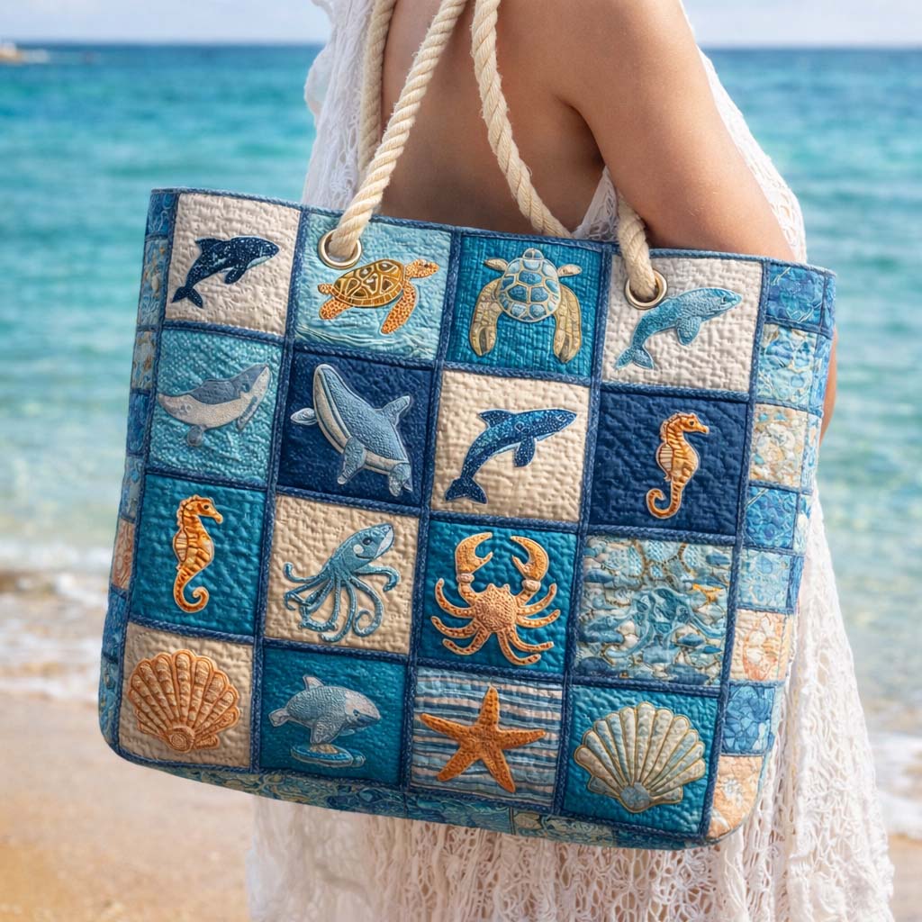 Handgemachte Strandtasche | Meeresleben