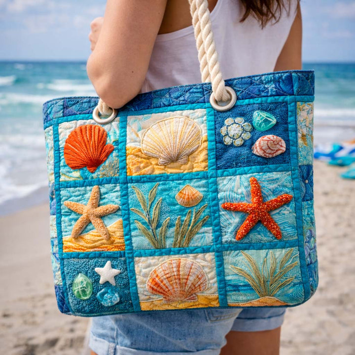 Handgemachte Strandtasche | Küstenmuscheln