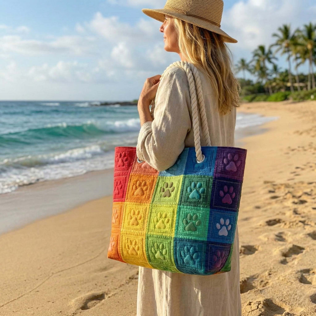 Handgemachte Strandtasche | Pfotenabdruck-Patch