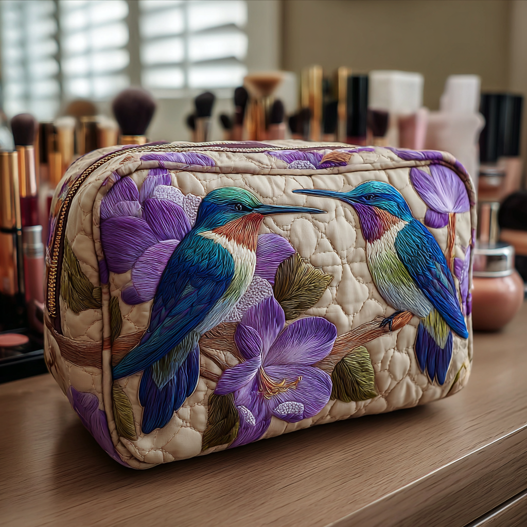 Gesteppte Kosmetiktasche mit zartem Kolibri NCU0DK10217