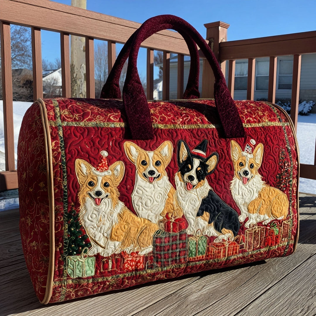 Gesteppte Reisetasche – Festlicher Corgi