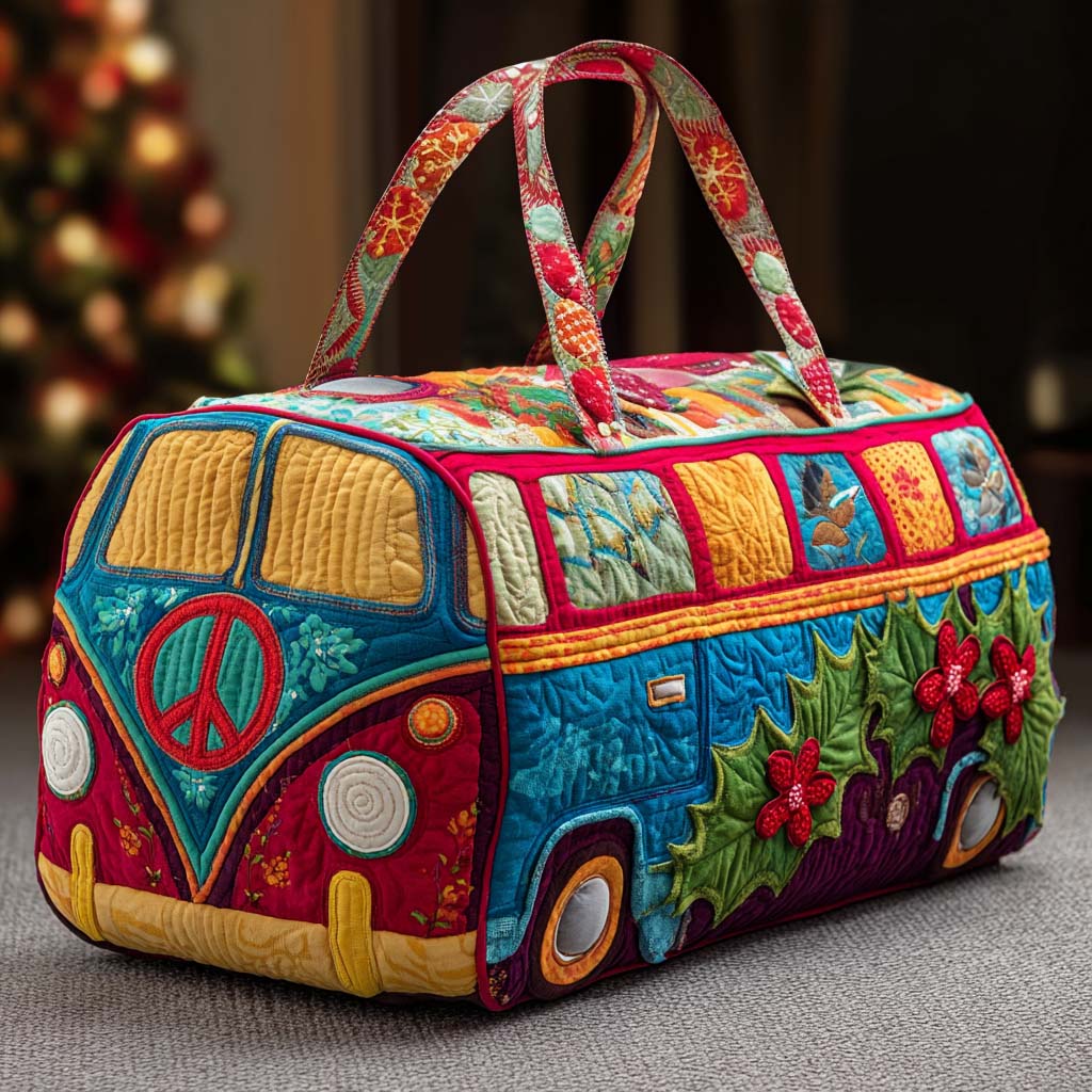 Gesteppte Reisetasche – Fröhlicher Hippiebus