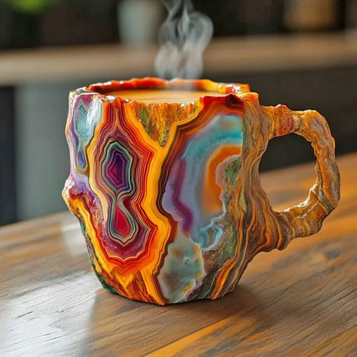 Kaffeetassen mit integrierten Mineralienkristallen
