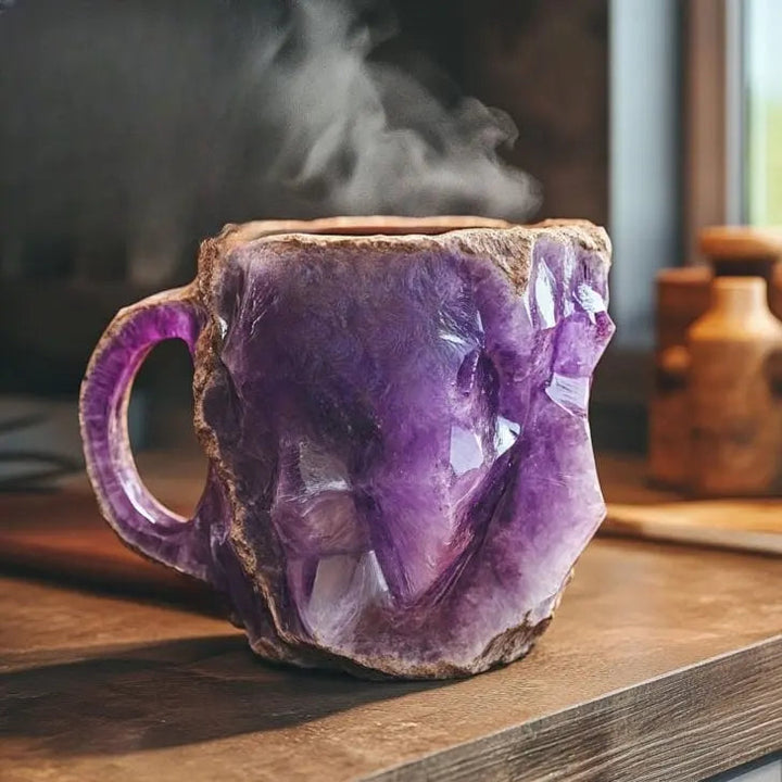 Kaffeetassen mit integrierten Mineralienkristallen