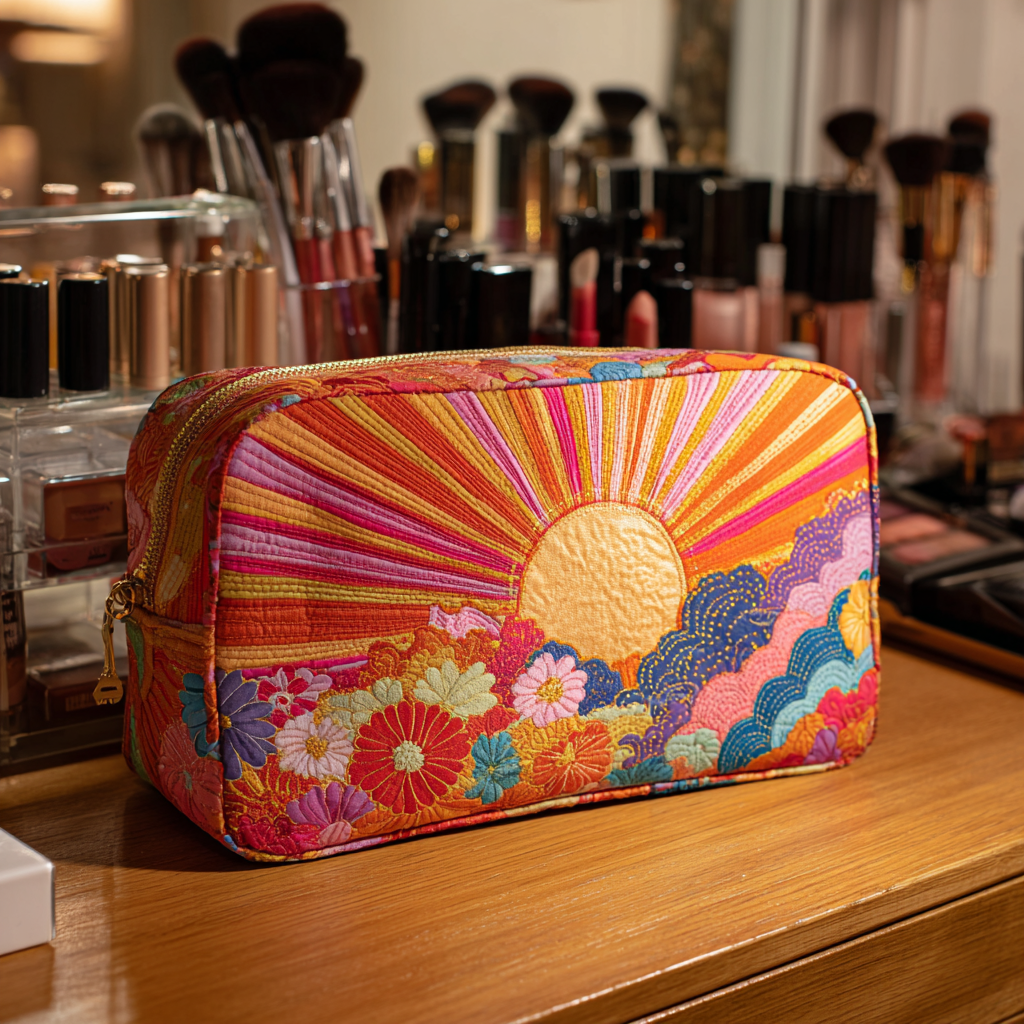 Gesteppte Kosmetiktasche mit leuchtender Blume NCU0DK10295