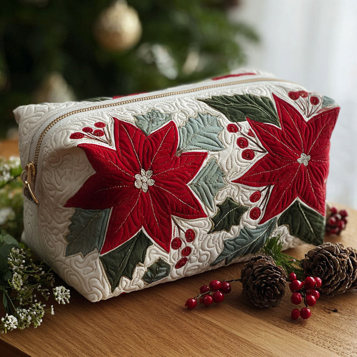 Gesteppte Kosmetiktasche mit scharlachroter Blume NCU0PT9275