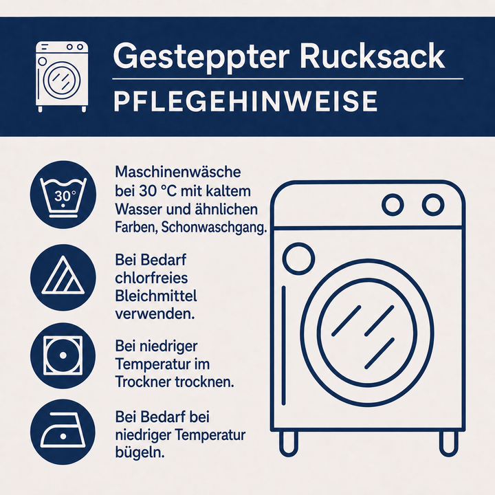 Gesteppter Rucksack mit Blumen und Bergen