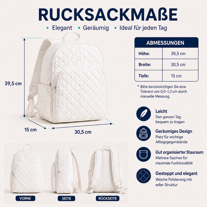 Gesteppter Rucksack mit Blumendruck