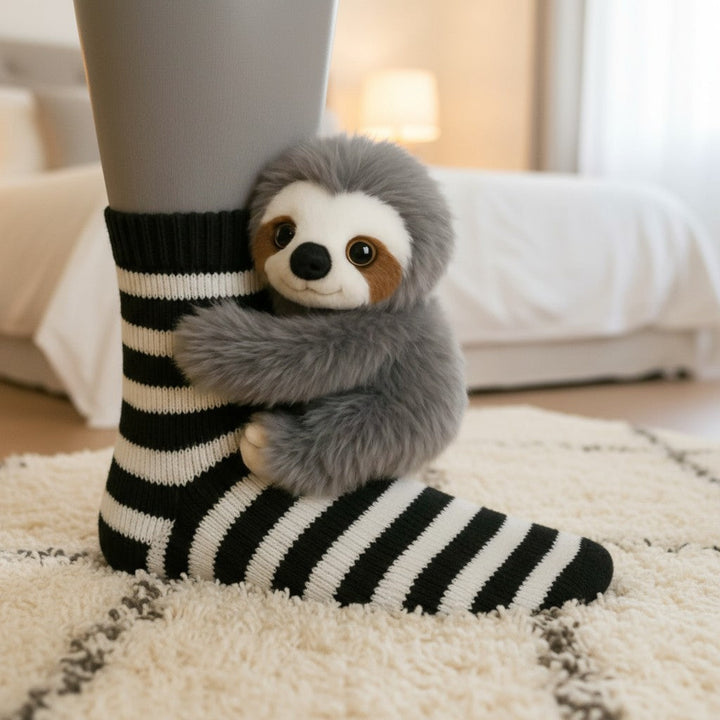 Sofía - Hochgekrempelte gestreifte Socken