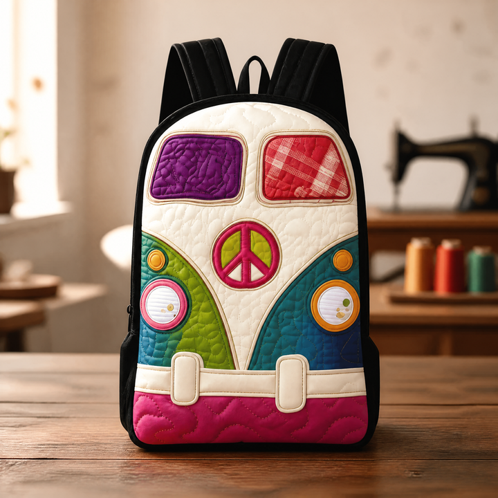 Boho Peace Stepprucksack mit schwarzen Schultergurten