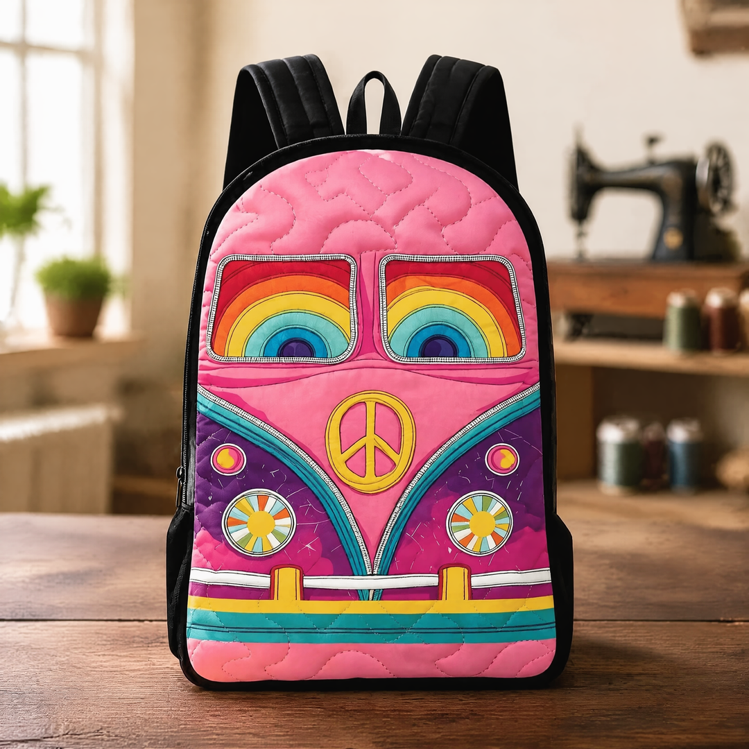 Hippie-Stepprucksack mit schwarzen Schultergurten