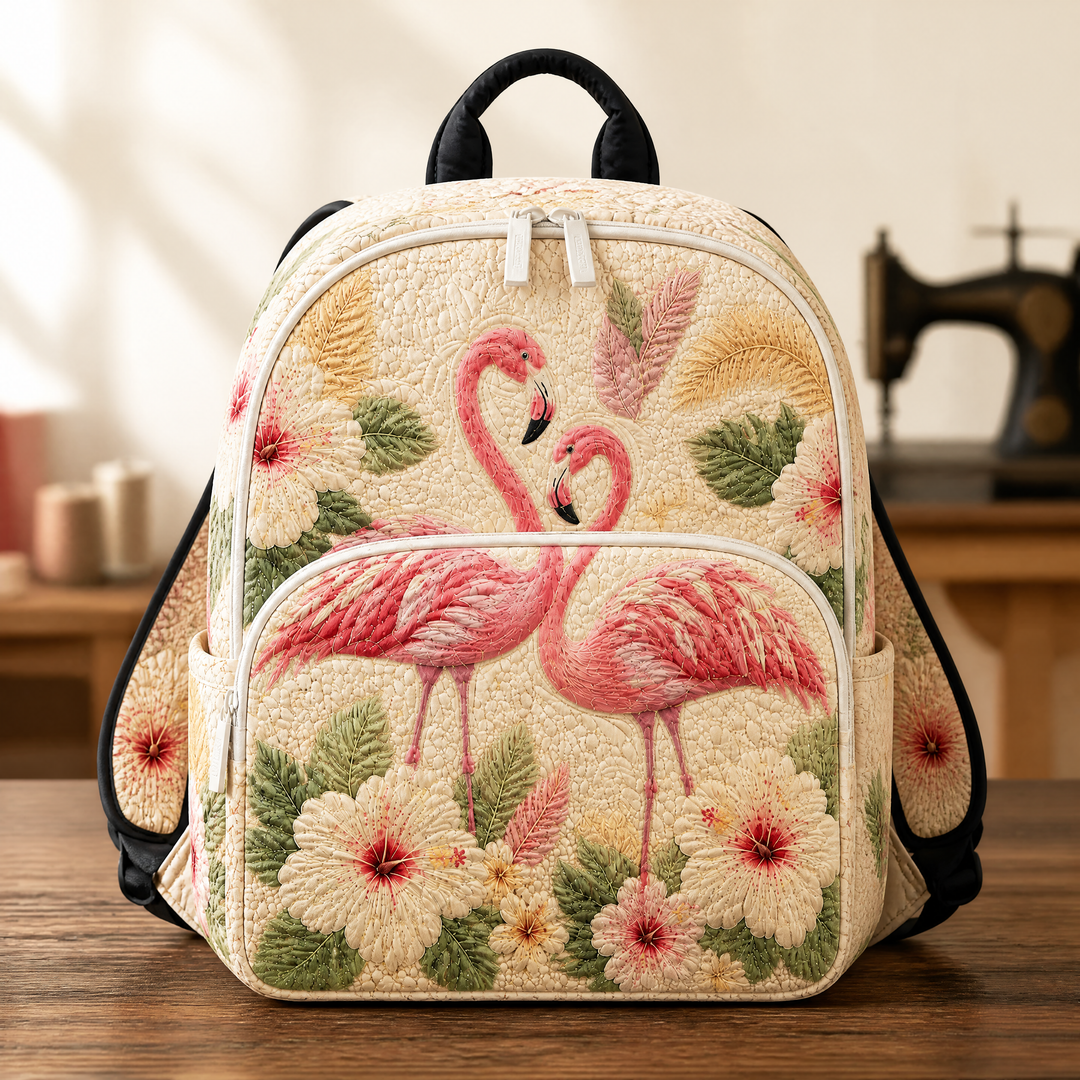 Rosa gesteppter Rucksack mit Flamingo